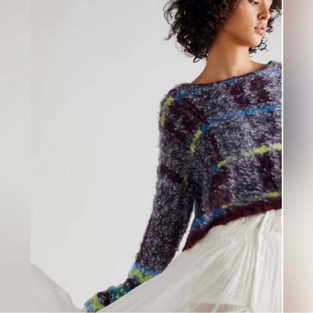 NWOT Free People Multicolor Fuzzy Sweater